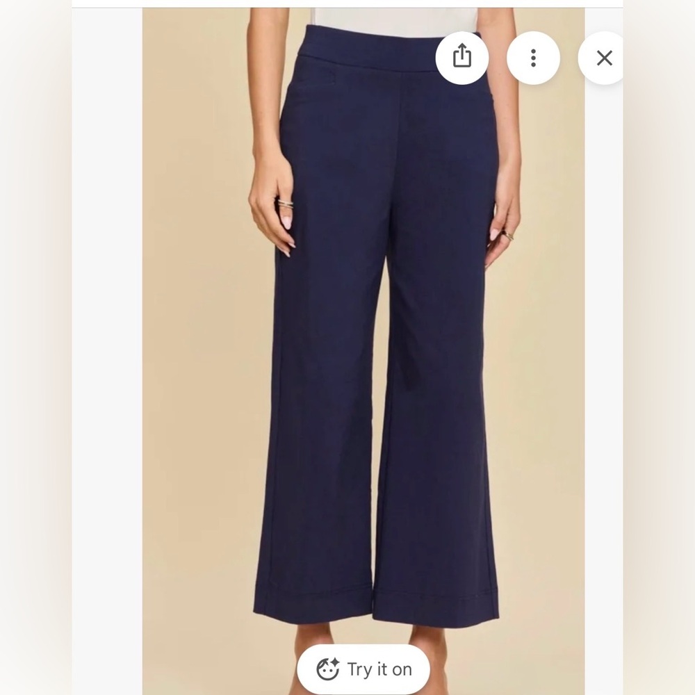 Dear Scarlett Navy Wide-Leg Pull-On Pants